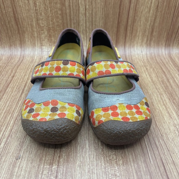 Keen Harvest Mary Jane Flats Gray Polka Dot Womens 10 Canvas Hook Loop Shoes - Picture 3 of 8